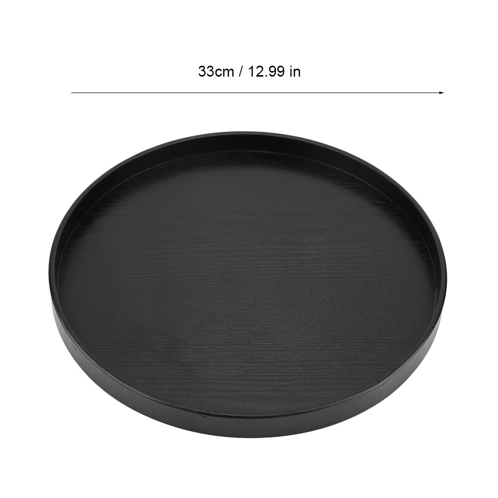 Black Round Tray Natural Wooden Tea Tray Plate Snacks Cake Dessert for Hotel Home Serving Tray Great for serving tea coffee