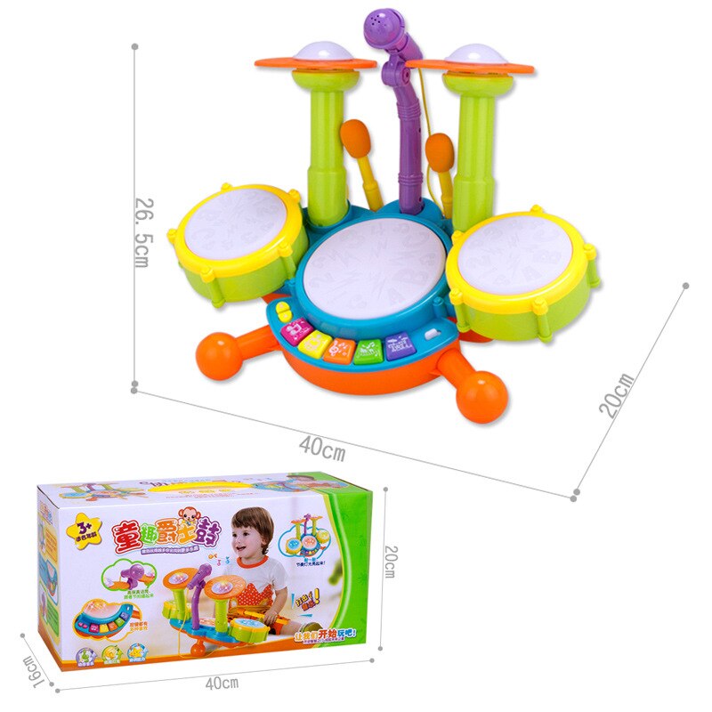 Electric Light Music Microphone Jazz Drum Set Drum Kit Baby Educational Music Knock Percussion Instrument