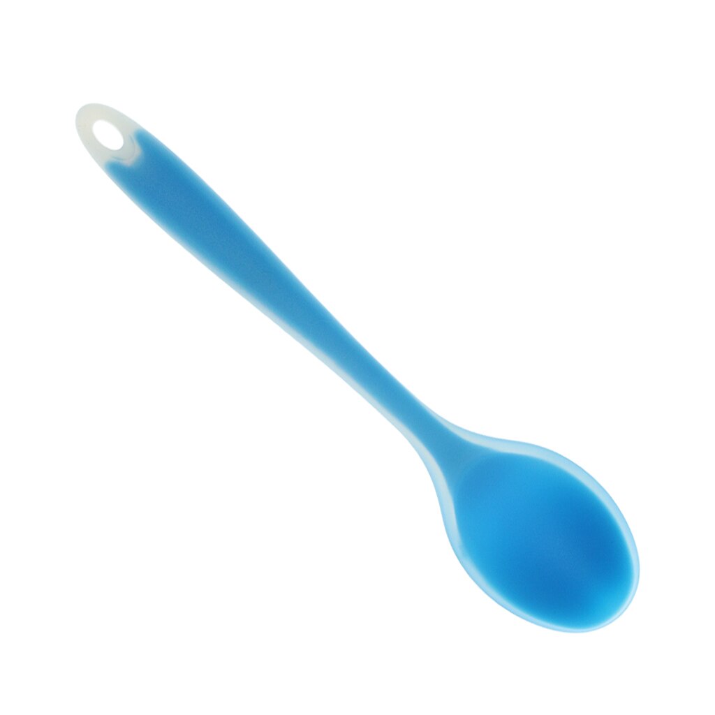 Dinner Table Soup Spoon Silicone Tablespoon Long Handle Flatware 20.5x4.5cm: Blue 1