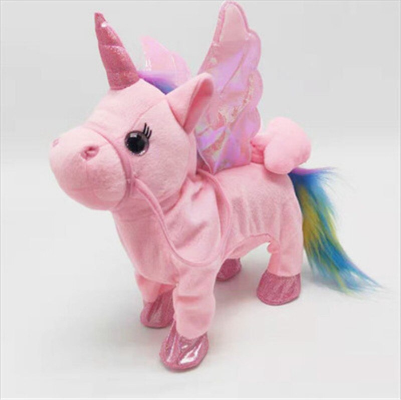 35Cm Grappige Elektrische Wandelen Eenhoorn Knuffel Gevulde Dier Muziek Unicorntoy Voor Kinderen Grappige Kerst Verjaardag: Pink