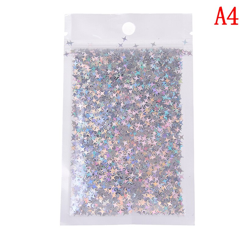 10 gr/paket Diy Kristall Schleim Liefert Ultra-dünne Scheiben Nägel Kunst Tipps Box Zubehör Dekoration Spielzeug Für Kinder Vier stern Glitter: 4