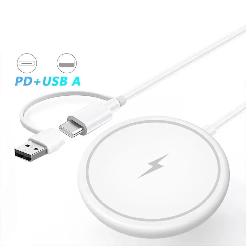 30W Magnetic Wireless Charger Pad for iPhone 15 14 13 12 11 Pro Max Mini Desktop Chargers USB A PD Magnet Fast Charging Station: Yellow
