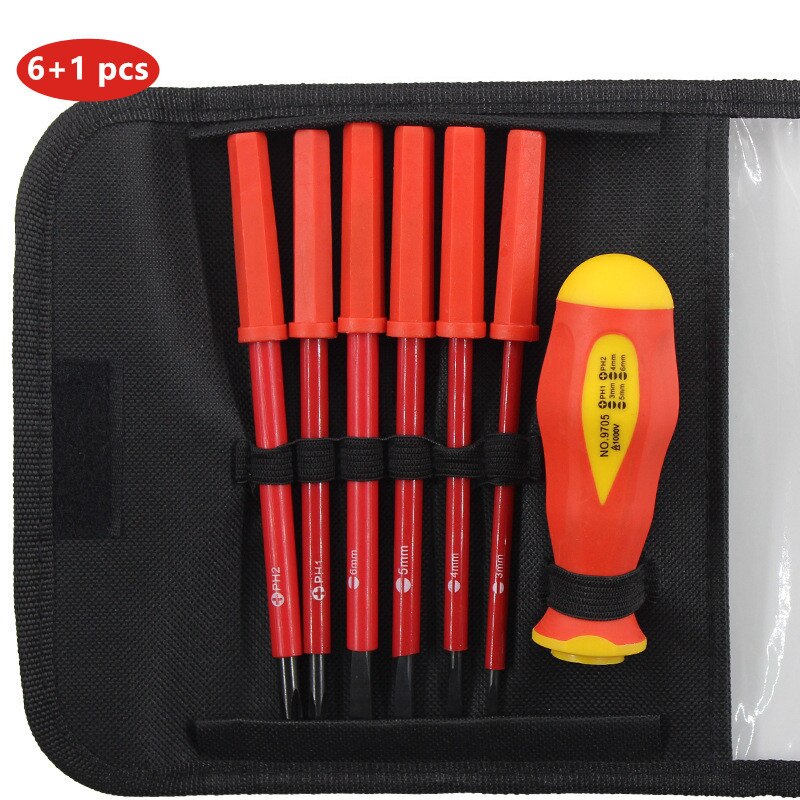 Geïsoleerde Schroevendraaier Set 7 Stuk 1000V Hoogspanning Geïsoleerde Elektricien Handje Opening Repair Tool Set