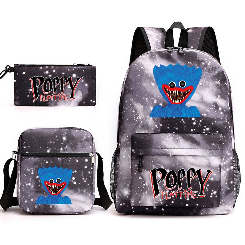 Cute Poppy Playtime Backpack 3pcs/set Boys Girls School Bags Teens Travel Bag Game Huggy Wuggy Student Back to School Book Bag: 6 / 3Pcs Set