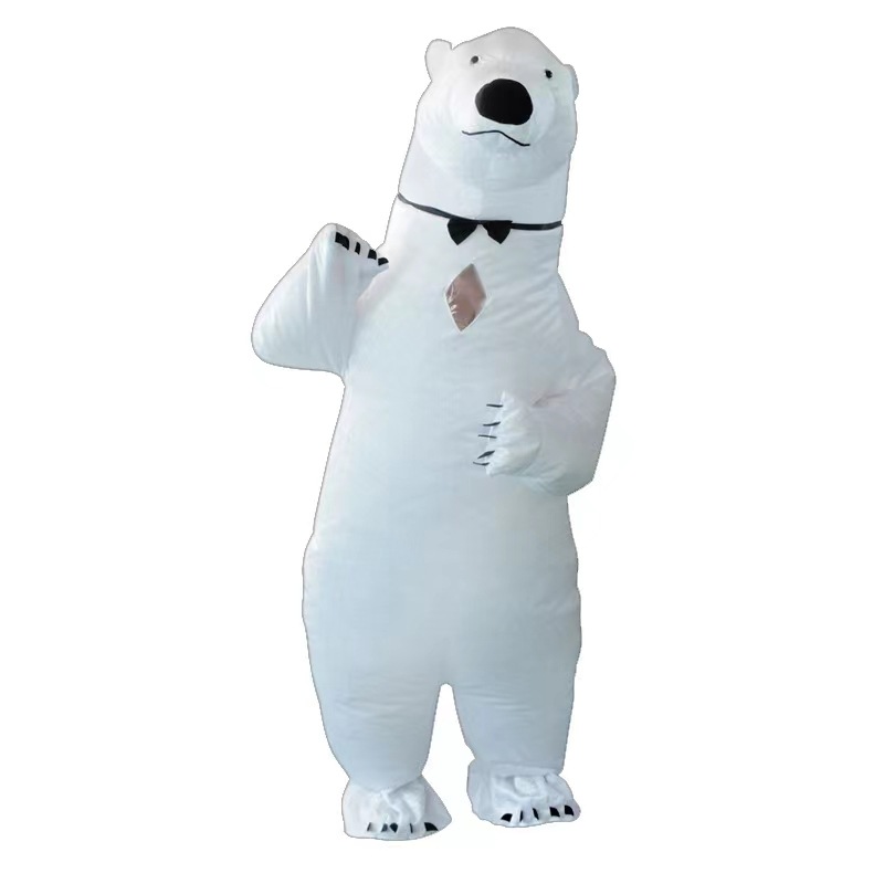 Polar Bear Inflatable Costume Christmas Party Performance Atmosphere Props Cartoon Clothes for All Ages: Beige