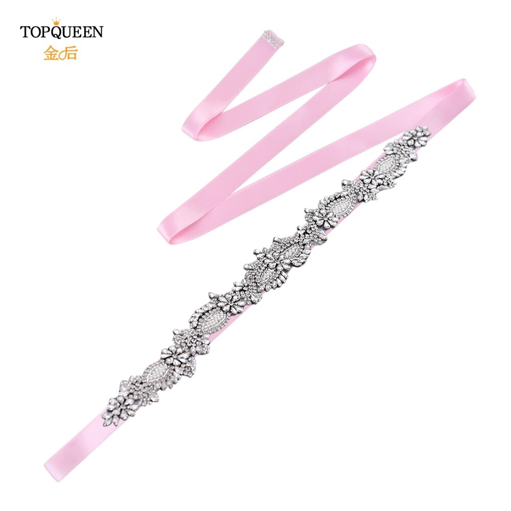 Topqueen  s481 brudekjole bælter og skærper elfenben brudepige kjoler bælte rhinestone beaded bælte brude bælte champagne bælte: Lyserød