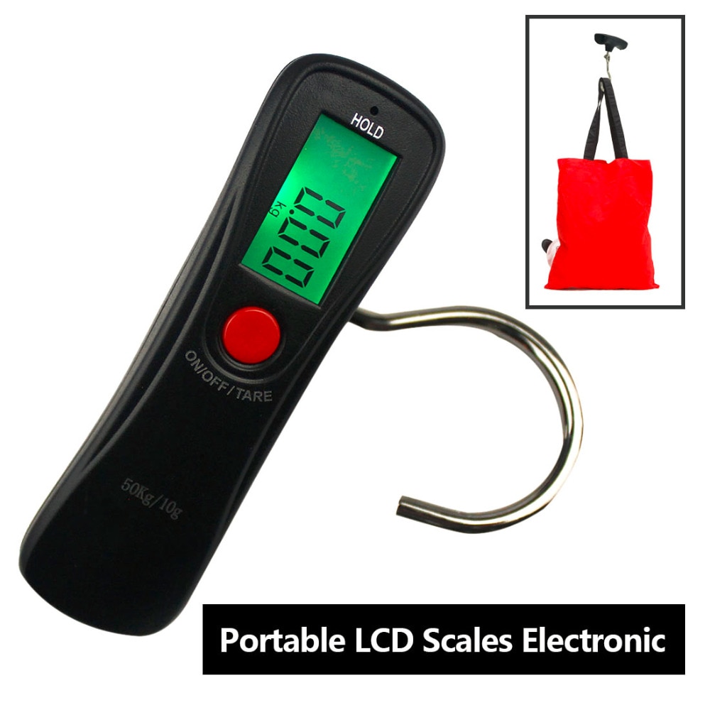 Kalakoukku riippuvaaka 50kg/110lb digitaalinen elektroninen matkatavaravaaka kannettava matkalaukku vaaka käsitelty matkalaukun painotus: 50kg 10g musta 3