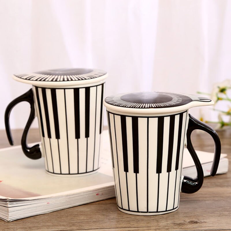 sterben Neue Kreative Keramik Musiker Kaffee Becher Musik Noten Klavier Tastatur Tee Tasse mit Deckel Dauben Musik Notizen als Partei: 3