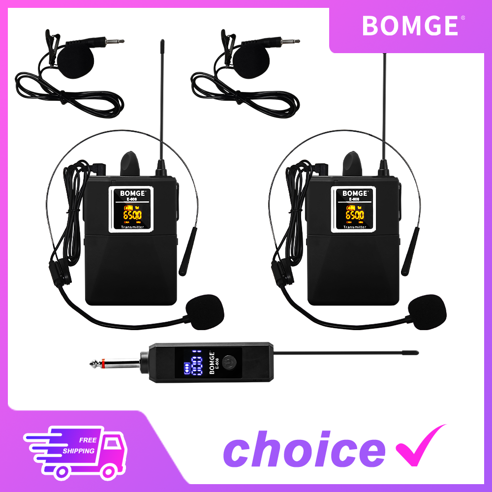 Micrófono Lavalier inalámbrico con auriculares Lavalier Beltpack transmisor receptor Collar auriculares micrófono para grabación de mezclador de audio
