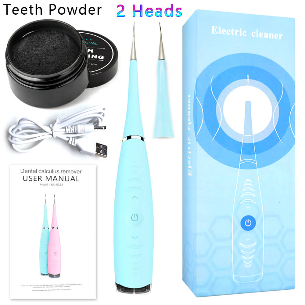 Ultrasonic Electric Dental Scaler Machine Tooth Calculus Tool Sonic Remover Stains Tartar Plaque Whitening Portable Oral Cleaner: Blue Plus