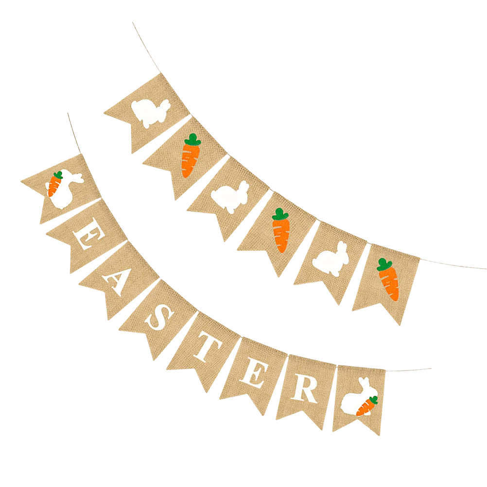 2pcs Easter Party Banner Easter Theme Festival Banner Easter Flag Banners Pendant