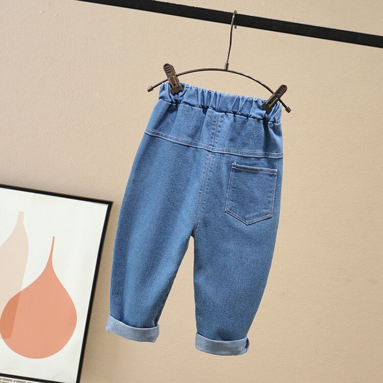 Pantalones vaqueros HIPAC para bebés y niños, Color sólido, otoño , ropa larga de estilo informal para niños, cintura elástica gruesa para invierno