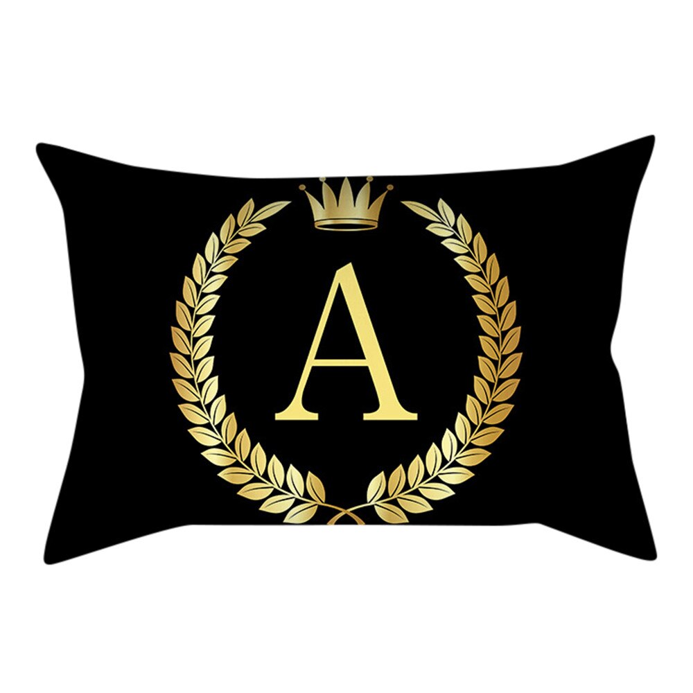 Or noir lettre taie d'oreiller oreillers décoratifs pour canapé housse de coussin taie d'oreiller pour la décoration intérieure Cojines Decorativos Para Sofá