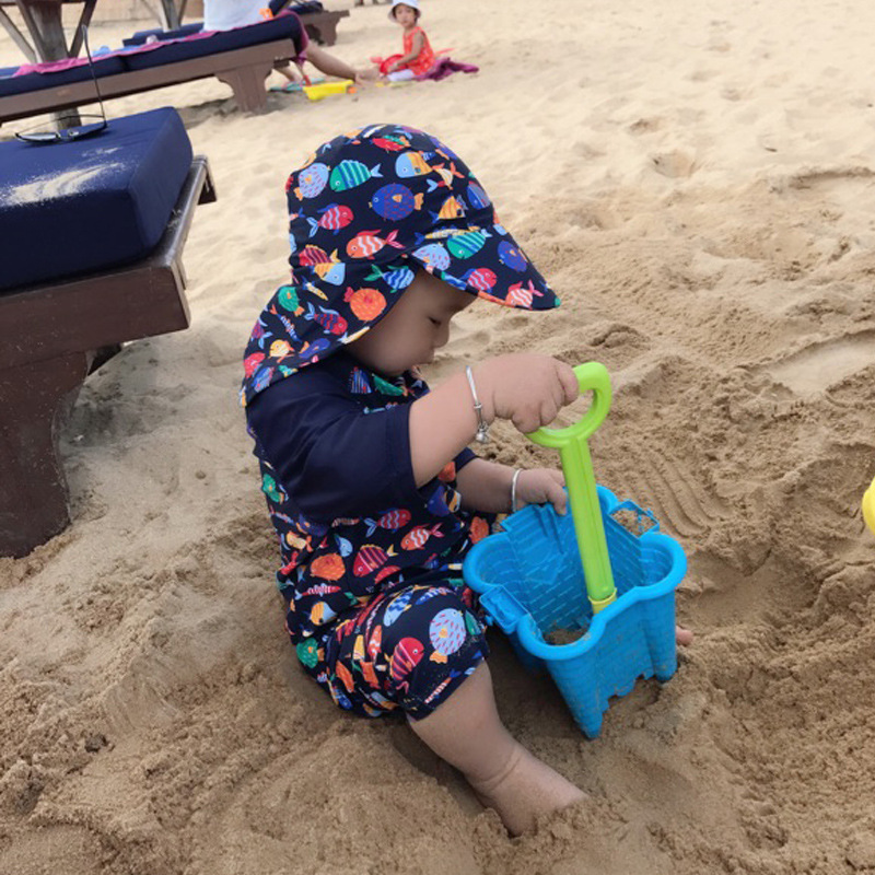 Traje de baño de una pieza para bebé de 18m y 24 m, traje de baño de verano para bebé con motivo de peces