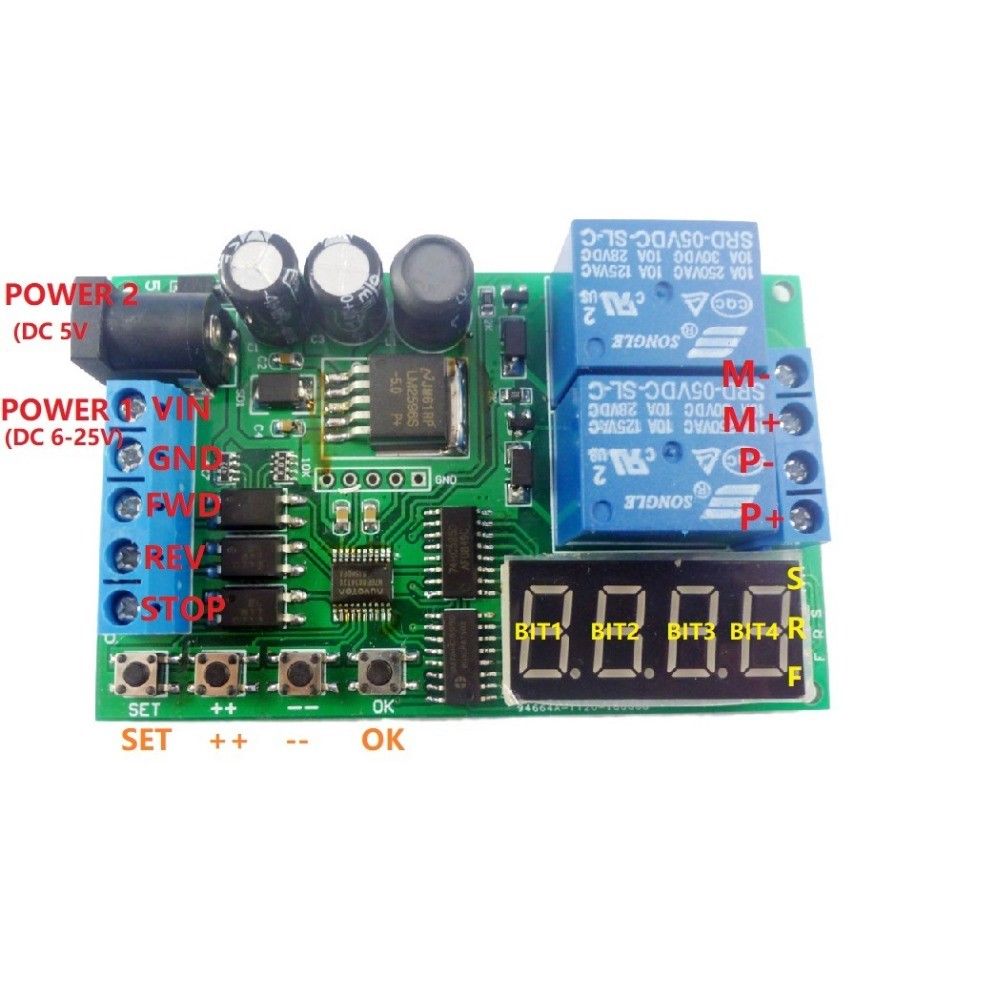 5v-24v 12v dc/ac motor forward reverse controller relais control board automatische timing vertraging cyclus limiet start stop schakelaar