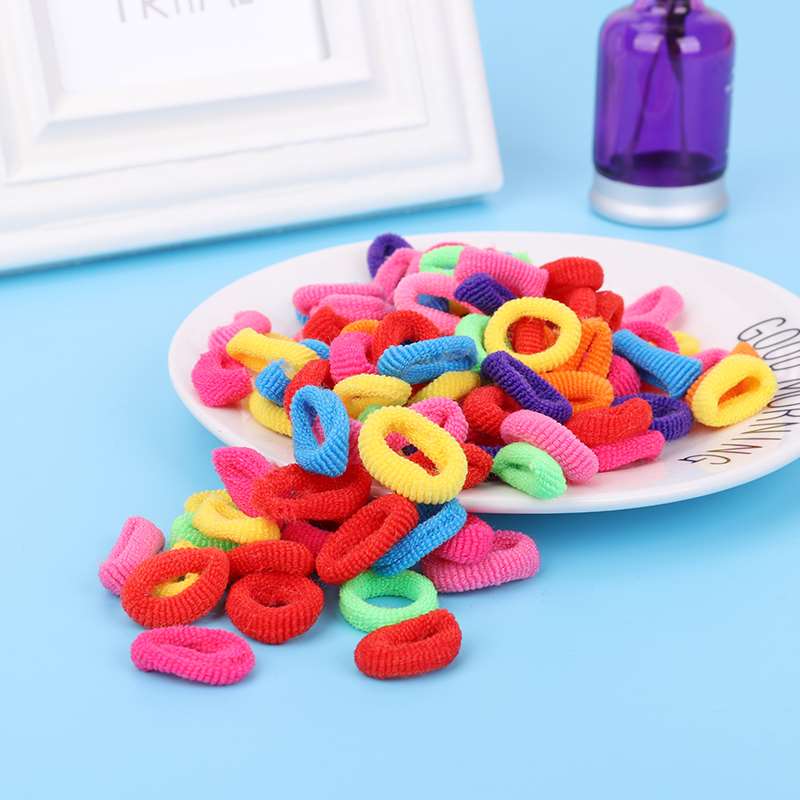 100Pcs Meisjes 1.5Cm Kleurrijke Kleine Ring Elastische Haarbanden Paardenstaart Houder Elastiekjes Chouchou Kids Haar Accessoires