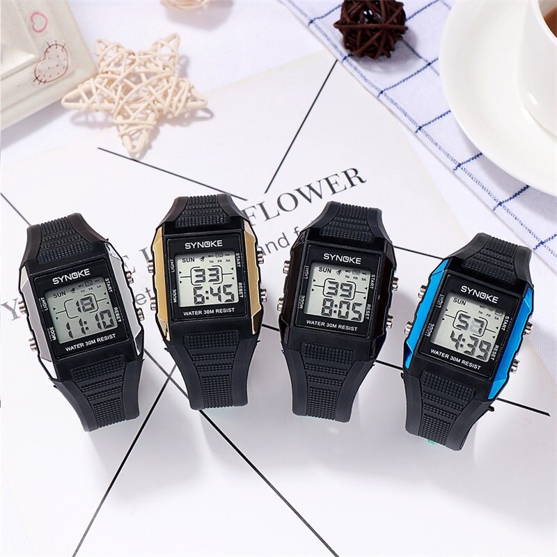 Synoke Kinderen Horloges Sport Kleine Wijzerplaat Mode Waterdichte Led Chronograaf Stop Watch Student Digitale Horloge Jongens Relgio
