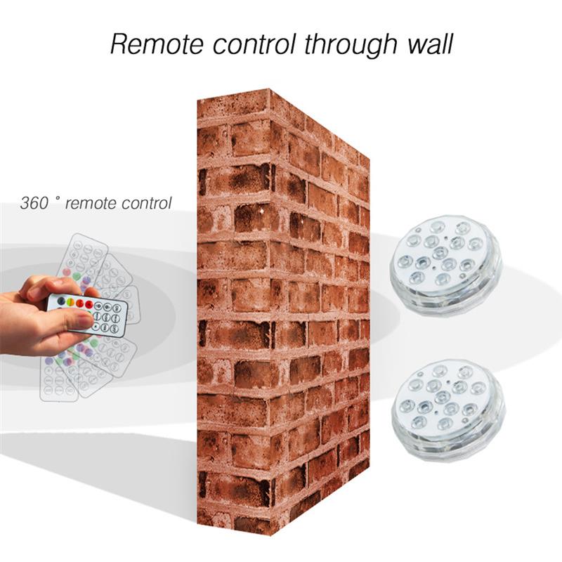 Led Remote Controlled RGB Submersible Light Battery Operated Underwater Lamp Multicolor Submersible Diving Waterproof LED Lamp