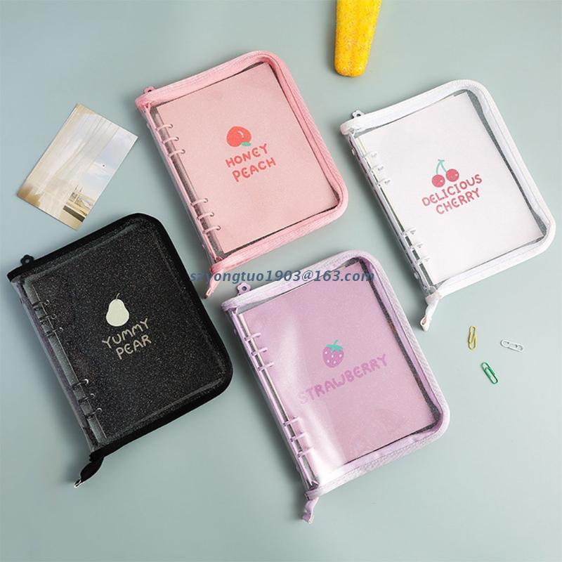 P82C A5/A6 6 Hole Zippered Loose Leaf Notebook Cover Planner Binder Ring Clips Photo Organizer Shell Diary Transparent Case