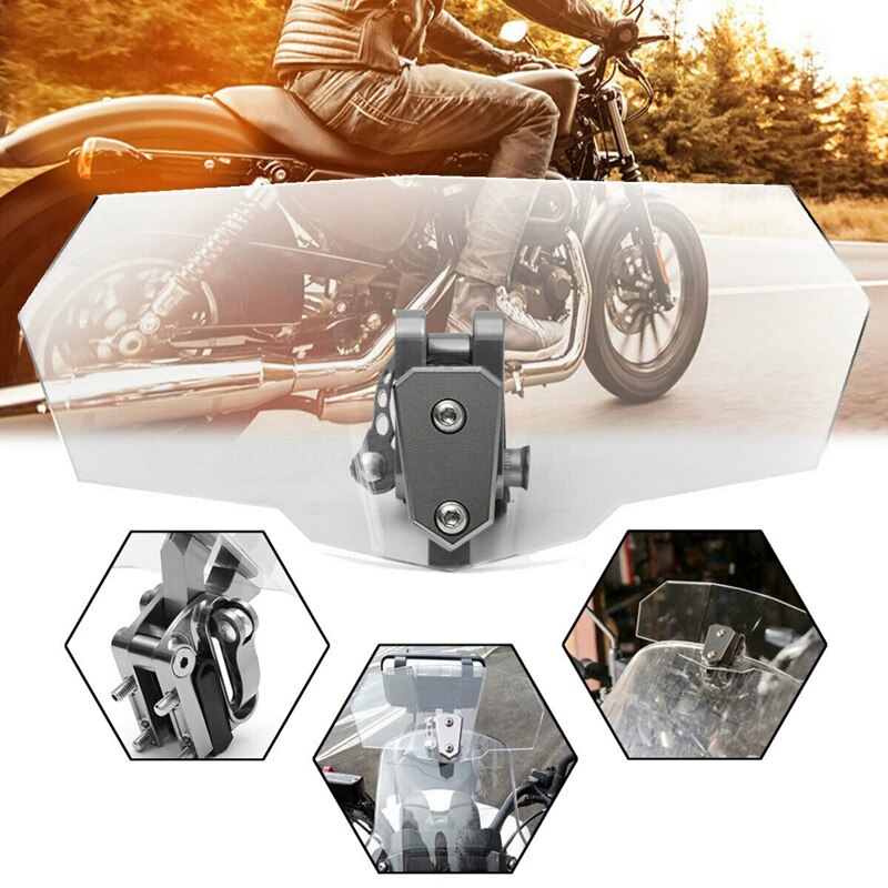 Motorcycle Windshield Extension Spoiler Windshield Deflector Adjustable Clip