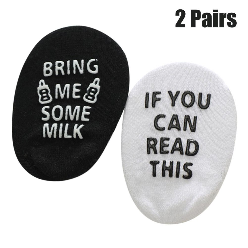 2 Pair Funny Letter Anti-Slip Baby Socks Infant Toddler Cartoon Unique Socks Baby Shower Funny Newborn Kids Socks #20