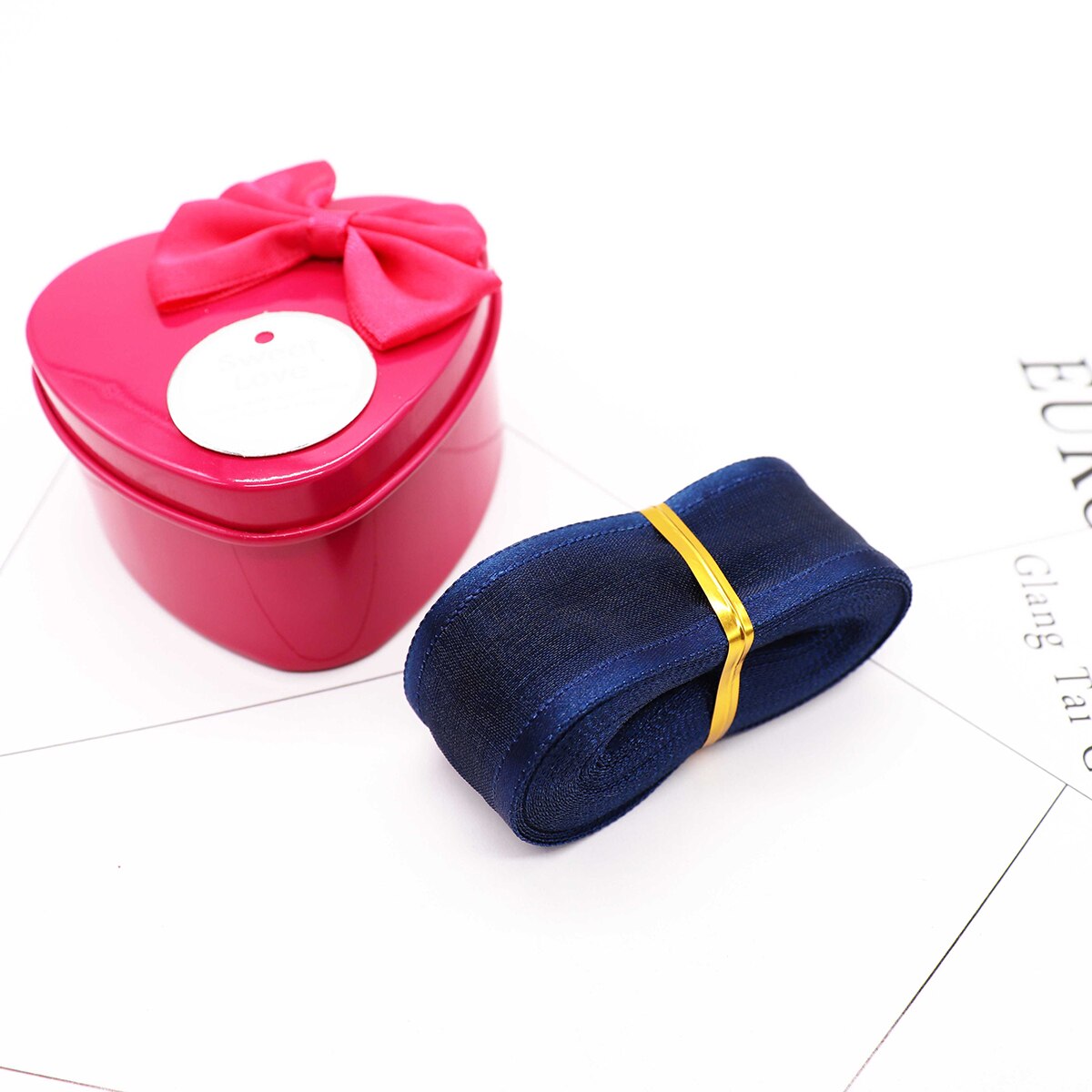 5M 25mm Satin- Rand Organza Band für Hochzeit Party Dekoration Band Handgemachte Verpackung Haar BöGen DIY Weihnachten Band: 5