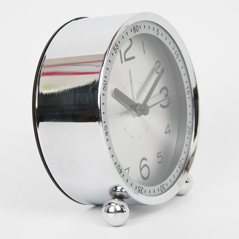 Silent Alarm Clock Desktop Watch Desktop Clock Not Ticking Simple Style Metal Dial Clock