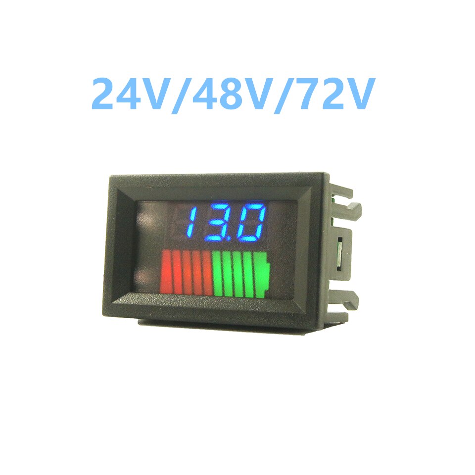 DC 12V 24V 36V 48V 60V 72V Car Lead Acid Battery Capacity Indicator 10 Segment digital Lithium battery Charge Level Indicator: 24V 48V 72V  Blue