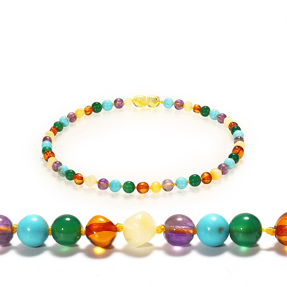 freundlicher Baltischen Bernstein retro Bunte Natürliche Bernstein Stein Perlen Armbinde Halskette Handgemachten Schmuck