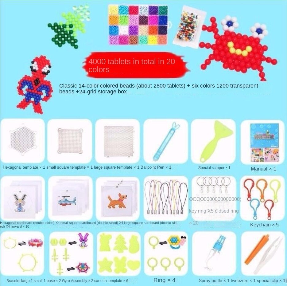 Magic Water Mist Magic Beads Handmade Diy Girls&#39; Water-soluble Beads Early Education Children&#39;s Educational Toy: 20 color 4000 grain