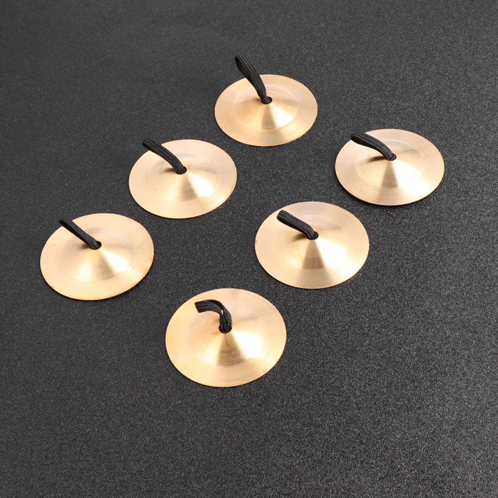 Instrumentos musicales para danza del vientre, platillos para dedos de cobre de percusión, accesorios de baile, instrumento de percusión (dorado), 6 uds.