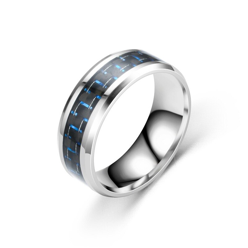 1pc luminoso humor ecg anel de aço inoxidável fibra carbono casal anel de casamento promessa coração anel brilhante jóias para homens
