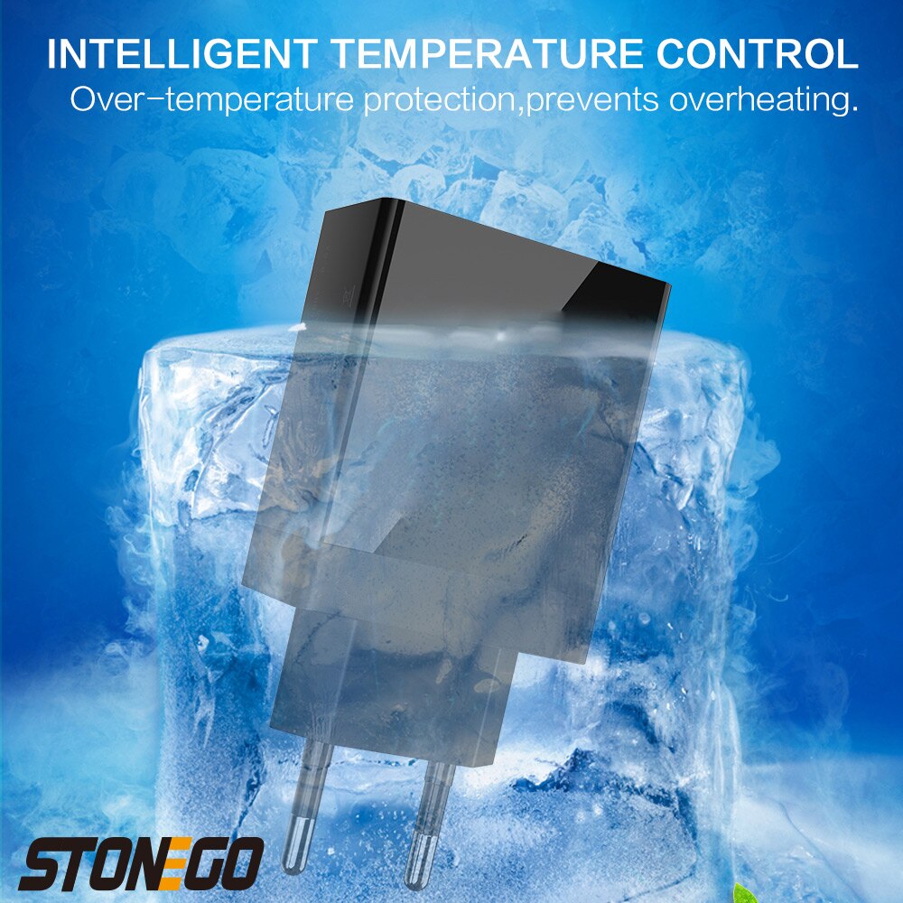 STONEGO cargador de pared USB multipuerto de 31W, salida de 4 puertos con puerto USB QC 3,0 + 3, carga rápida cargador de viaje carga multipuerto