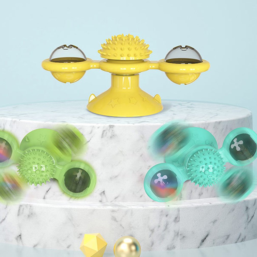 Windmill Toys for Cats Puzzle Whirling Cat Game Turntable Cat Toys Teasing Interactive Toys with Massage Itchy Tickle