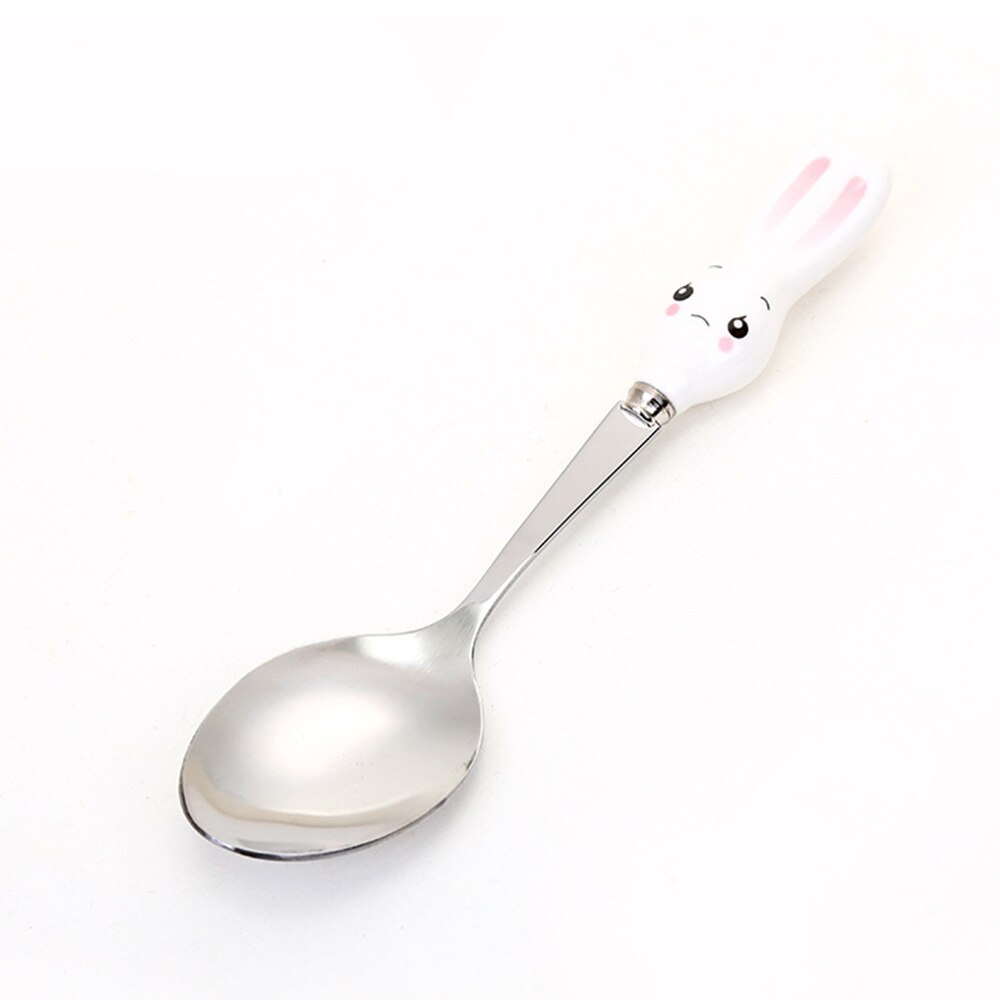 Baby Feeding Spoon Stainless Steel Tableware Dessert Spoon for Children Fork Baby Gadgets Feedkid Children's Cutlery for Kids: R spoon