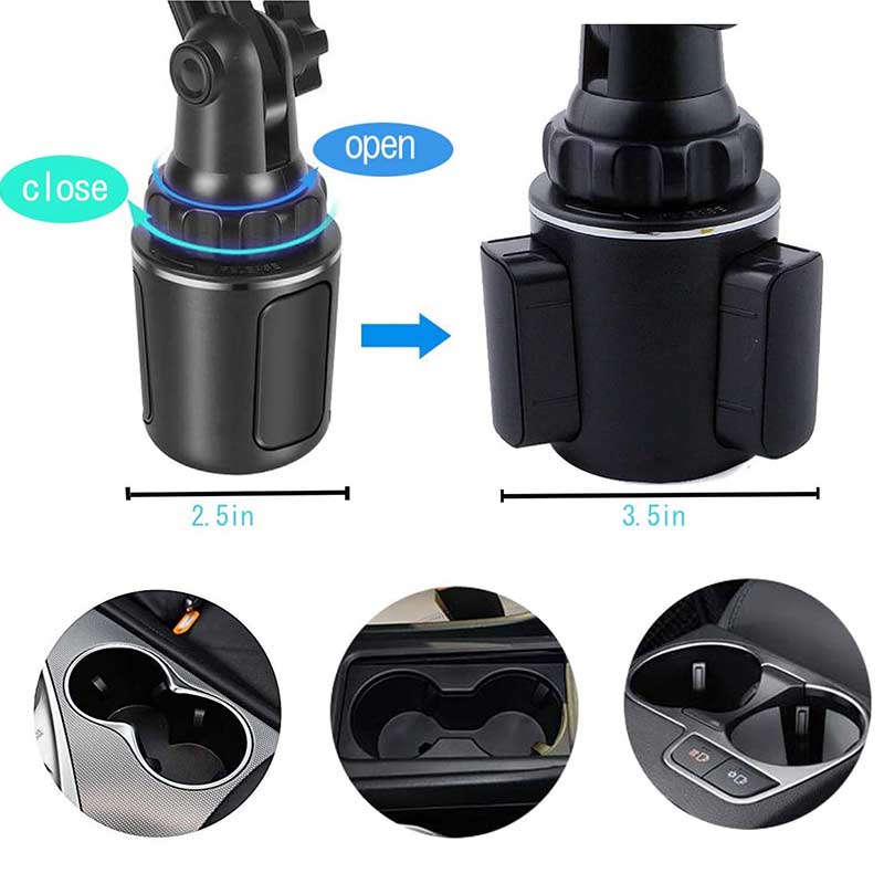 Universal 15w Qi Wireless Charger 360 Degree Adjustable Car Cup Holder Phone Mount Fast Charging Stand Dock for Cell Phone