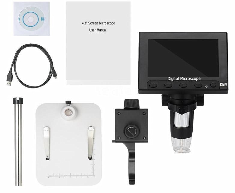 1000X digital microscope electronic video microscope 4.3 inch HD LCD soldering microscope phone repair Magnifier + stand