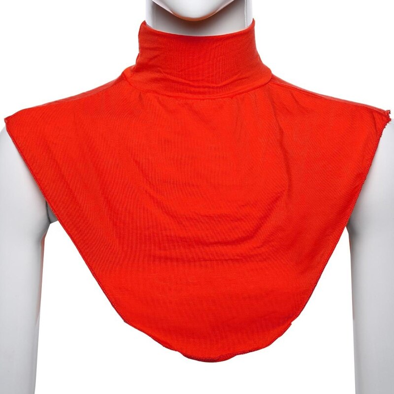 Women Turtleneck Dickey Muslim Modal Detachable Half Top Solid Color False Collar Islamic Hijab Extension Neck Cover: Red
