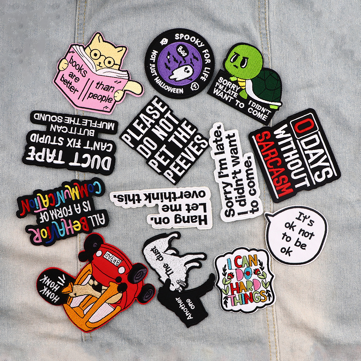Patch d'oie drôle patchs brodés de dessin animé pour vêtements bricolage fer sur patchs pour vêtements lettres Patch autocollants