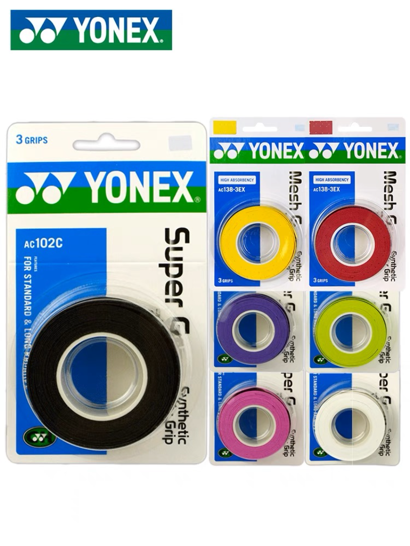 YONEX 3 Grips/Pack Cloth AC102 AC102EX 102C Hand Glue Tennis Badminton Racket Anti-slip Rackets Padel Sticky Grip