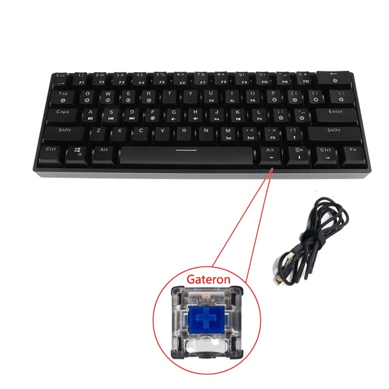 GK61 SK61 61 Key Mechanical Keyboard USB Wired LED Backlit Axis Gaming Mechanical Keyboard For Desktop: Gateron Blue