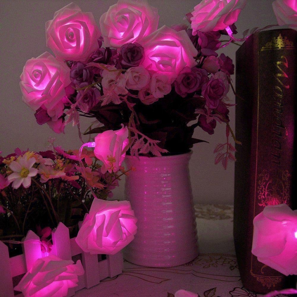 Rozen bloemen slinger led verlichting 20 leds lichtsnoer kerst binnendecoratie voor thuis valentijnsdag lichtslinger