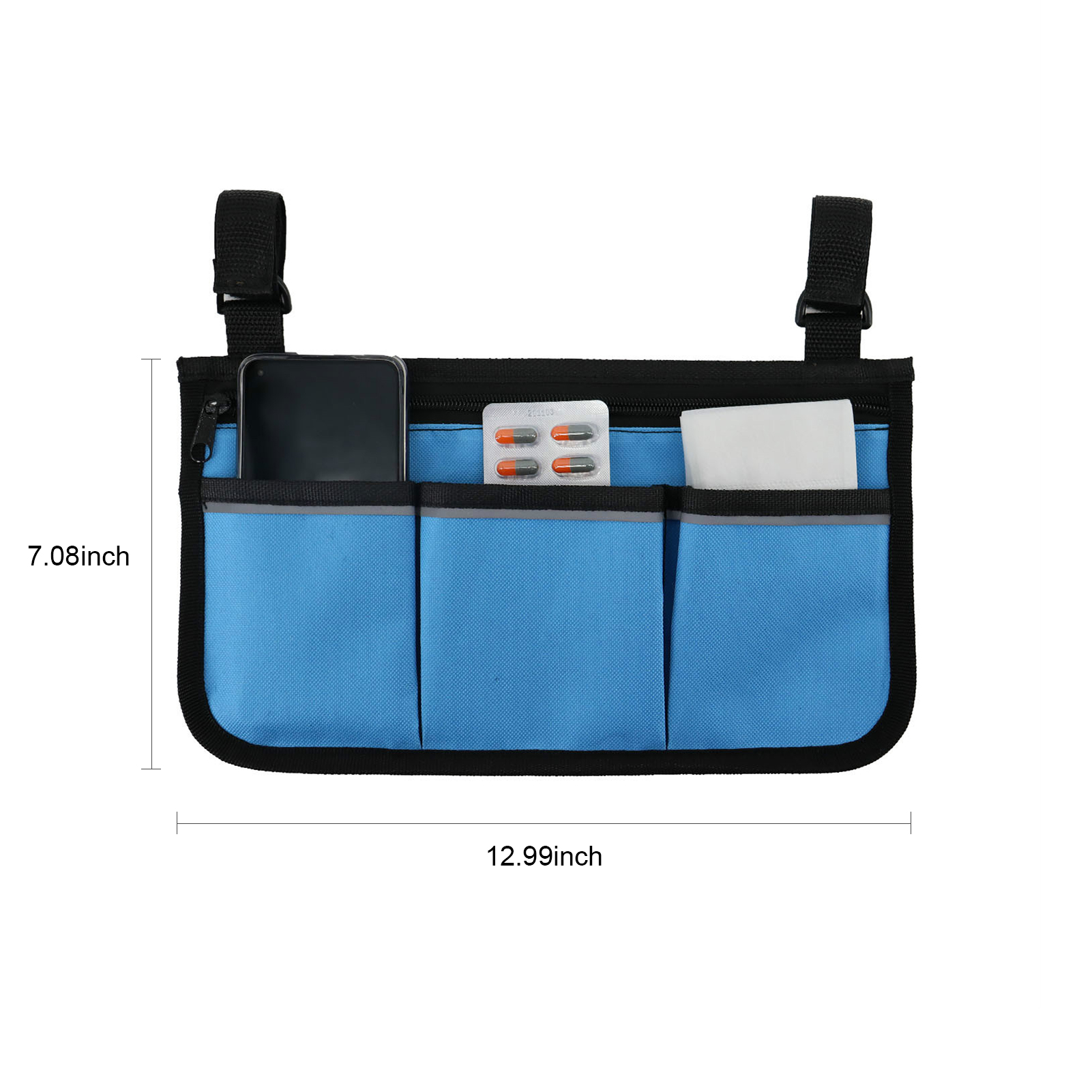 Rollstuhl Tasche mit Taschen Reflektierende Streifen Armlehne Seite Taschen Elektrische Rollstuhl Mobilität Rolle gehen Rahmen Lagerung Beutel