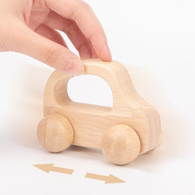 Baby Teething Wooden Car Educational Blocks Teether Infant Grasping Chewing Sensory Cartoon Puzzle Toys