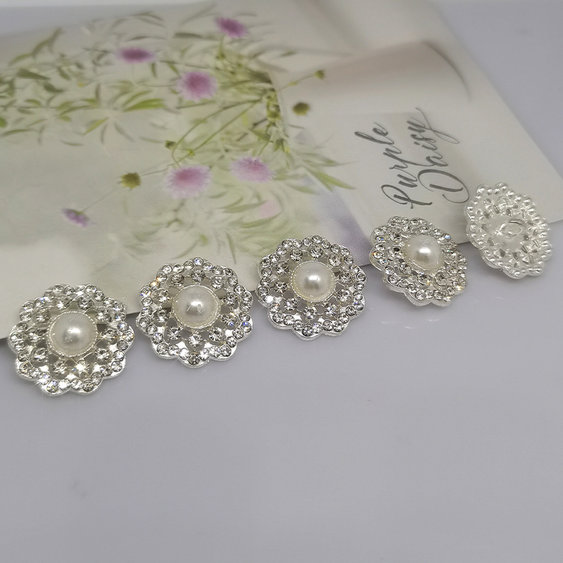 boutons à coudre luxe nacre accessoire couture Boutons de décoration de luxe en perles argentées pour vêtements, boutons de fleurs, ronds et carrés, strass, boutons de pour femmes, couture de robe: Zinc antique