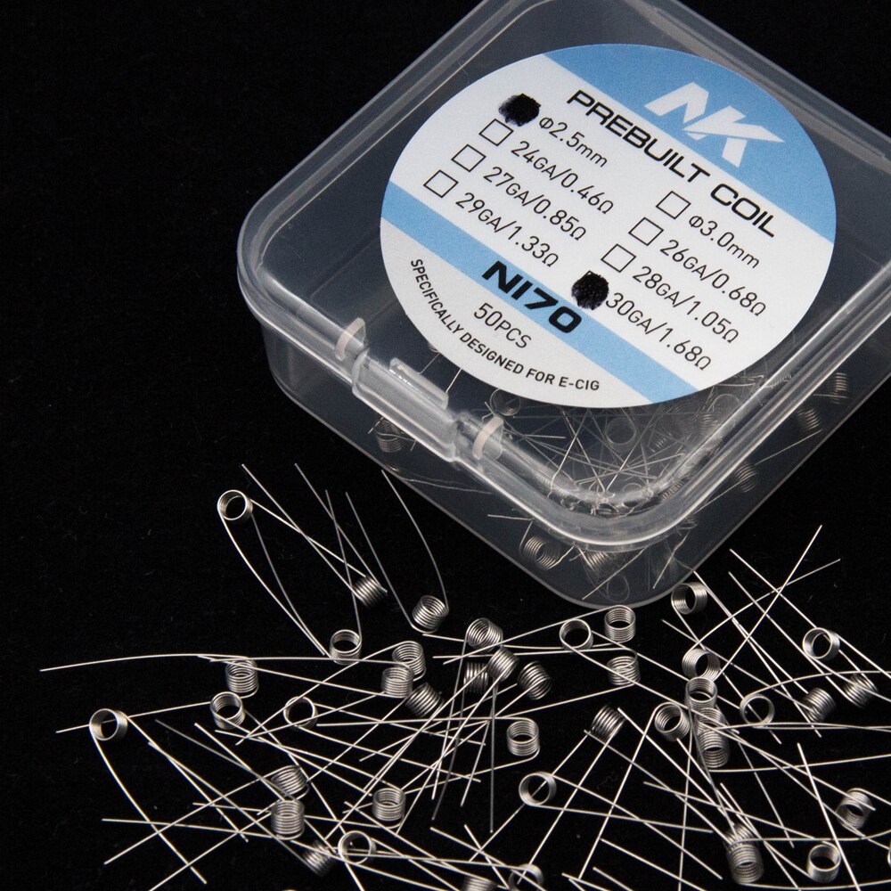 50 Pcs Gereinigd Coils Premade Nk A1 Ni80 Ni70 Awg 20 22 24 26 28 30 Voor Rda Rta rba Rebuilder Prebuilt Coils: Ni70 30G 1.68 ohm