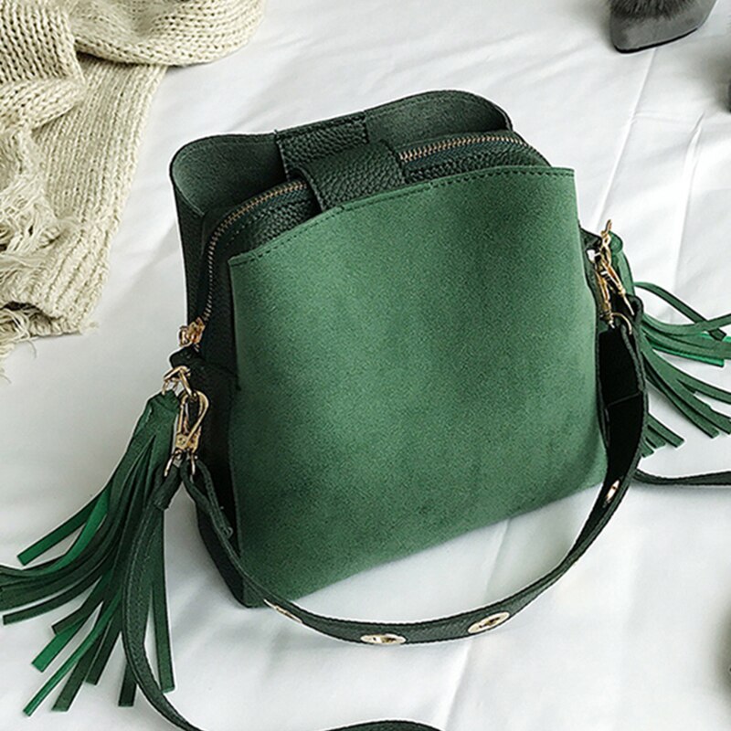 nouvelle gommage femmes seau sac Vintage gland sac de messager de rétro sac à bandoulière Simple sac à bandoulière fourre-tout: green