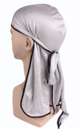 Pandebånd herre silke durags bandana turban hat parykker doo durag biker hovedbeklædning pandebånd pirat hat hårtilbehør: Sølv