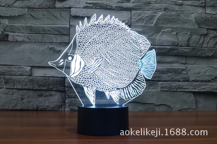 Fish Model 3D LED Light Hologram Illusions 7 Colors Change Decor Lamp Best Night Light for Home Deco 3139