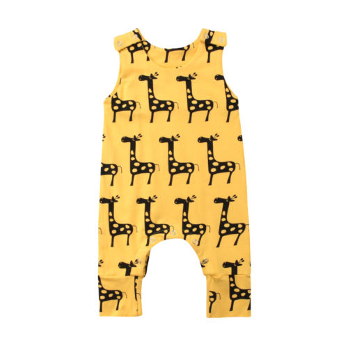 Pasgeboren Peuter Baby Jongens Meisjes Cartoon Giraffe Romper Mouwloze Jumpsuit Outfits